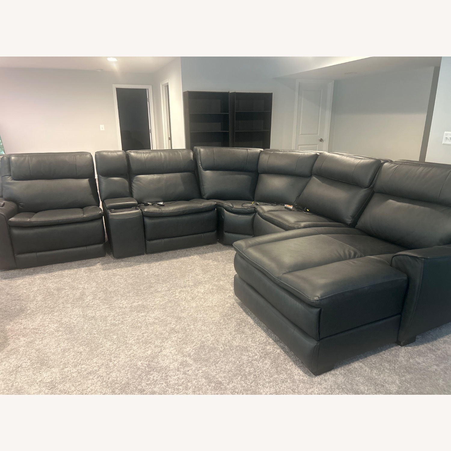 Black Leather 3+ Piece Sectional - image-2