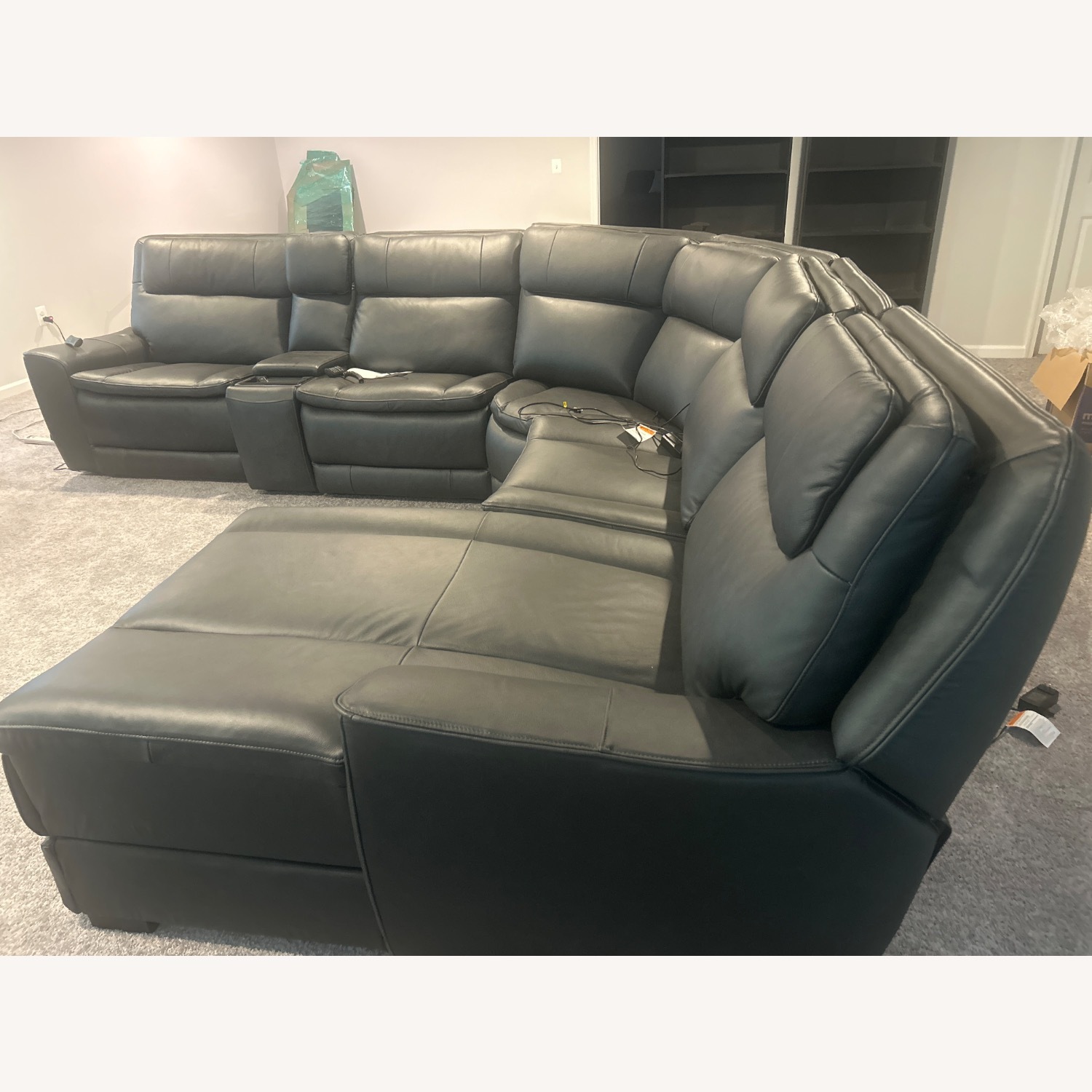 Black Leather 3+ Piece Sectional - image-3