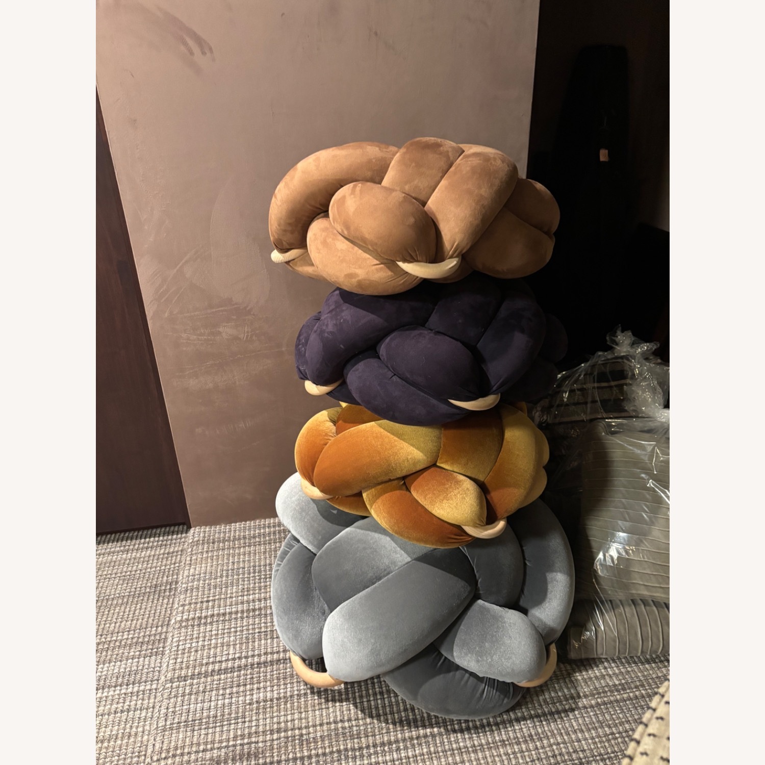 Light Gray Velvet Pillow - image-4