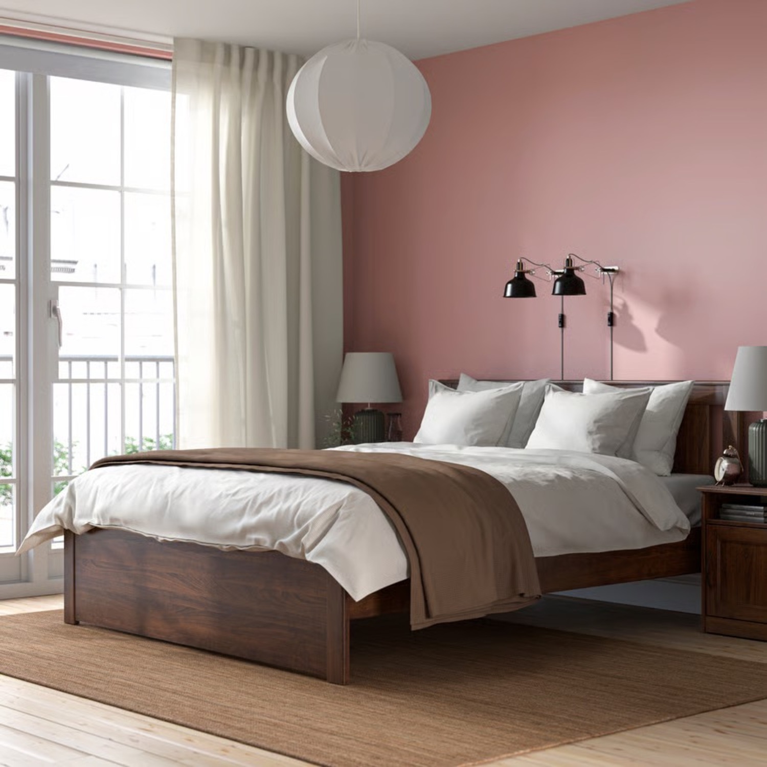 IKEA SONGESAND Dark Brown Wood Queen Bed - image-2