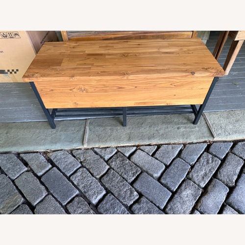 Used Crate & Barrel Reclaimed Teak Storage Bench  for sale on AptDeco