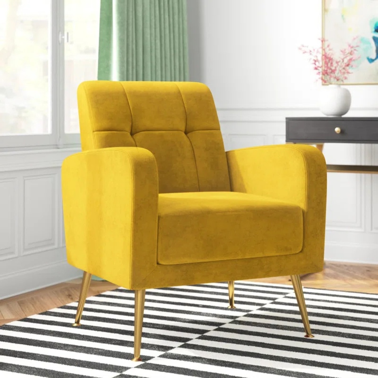 Wayfair Floriana Yellow Armchair - image-4