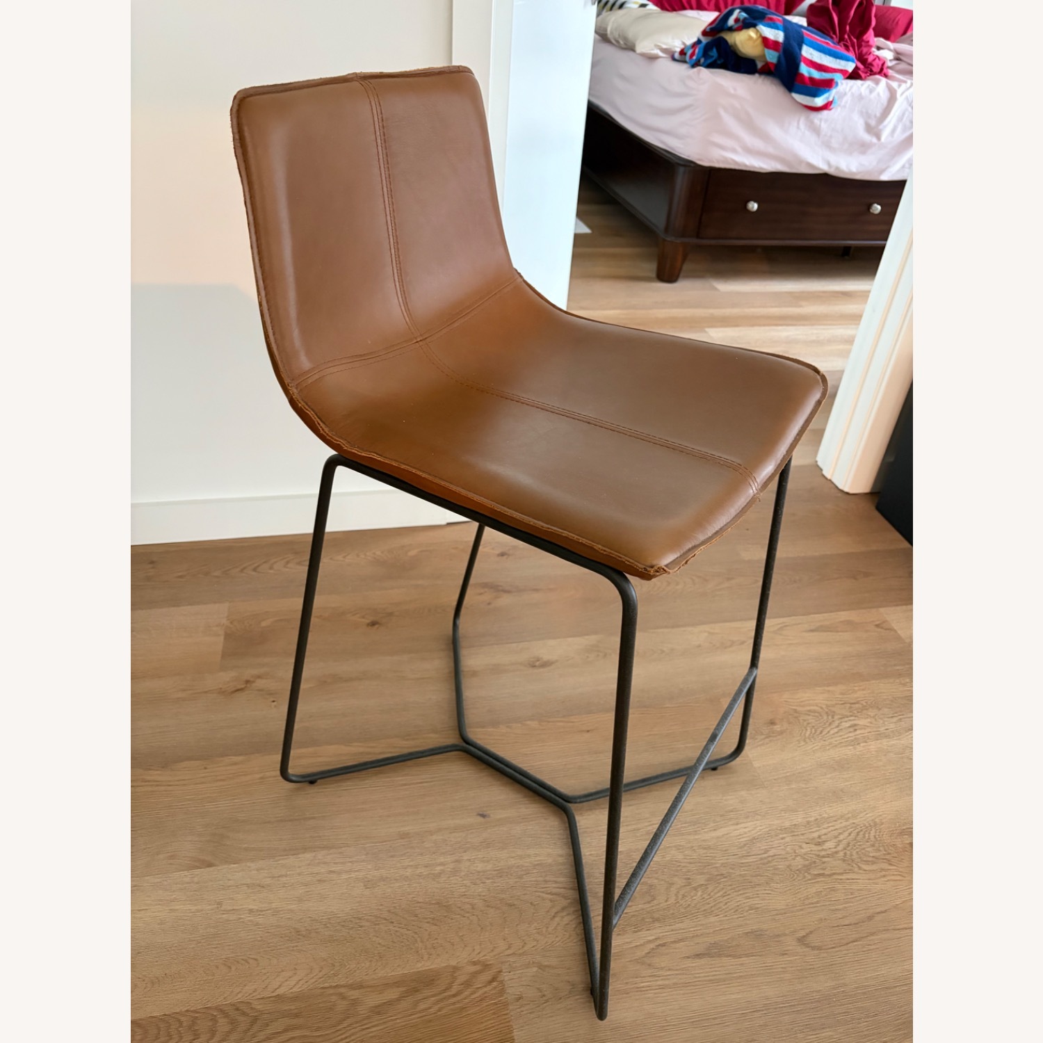 Slope Leather Bar Stools - Nut Brown (3) - image-4