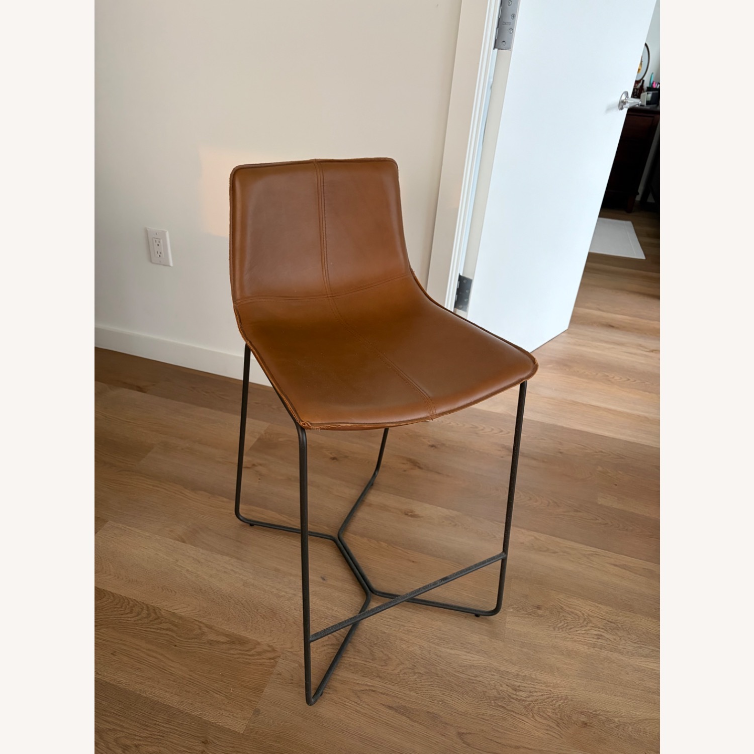 Slope Leather Bar Stools - Nut Brown (3) - image-5