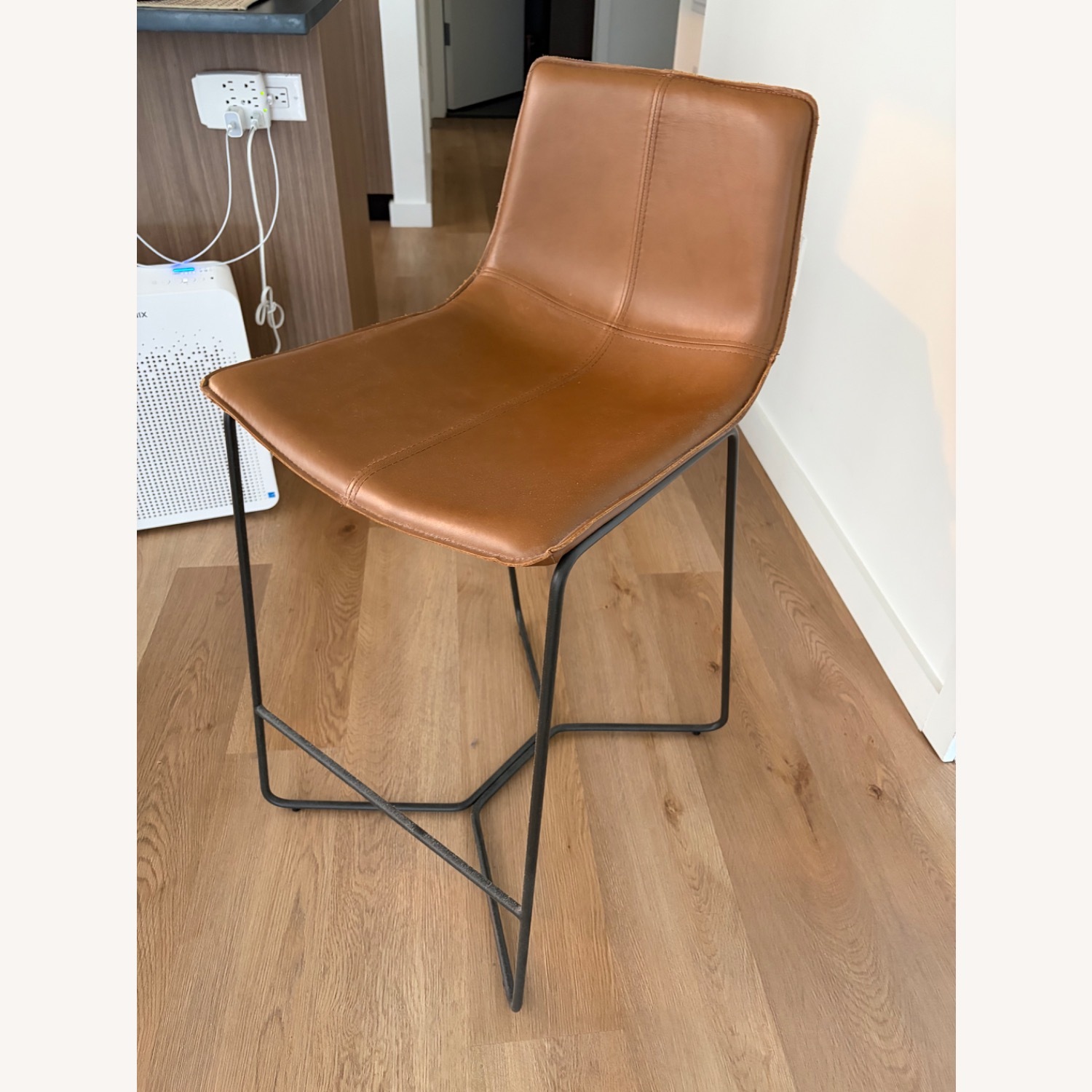 Slope Leather Bar Stools - Nut Brown (3) - image-2