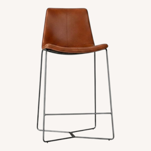 Used Slope Leather Bar Stools - Nut Brown (3) for sale on AptDeco