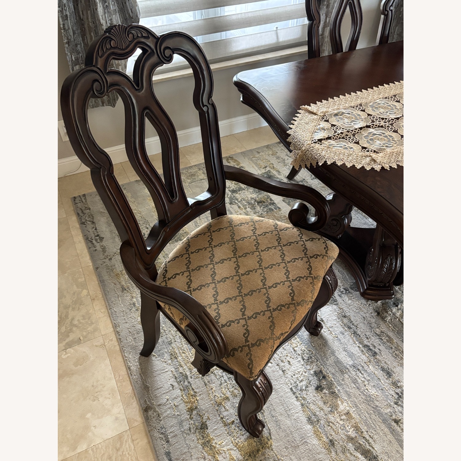 Dark Brown Wood Dining Set - image-7
