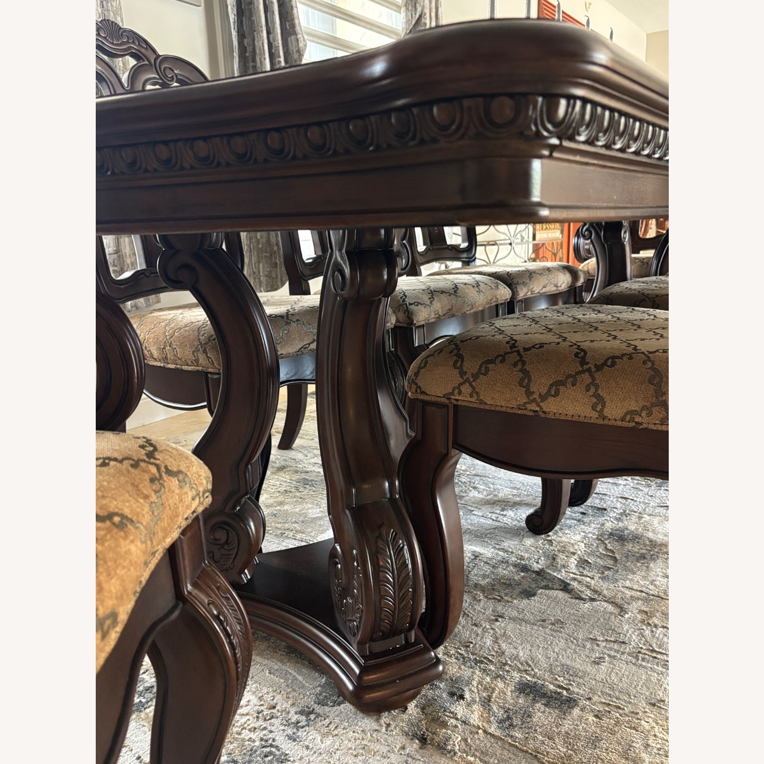 Dark Brown Wood Dining Set - image-6