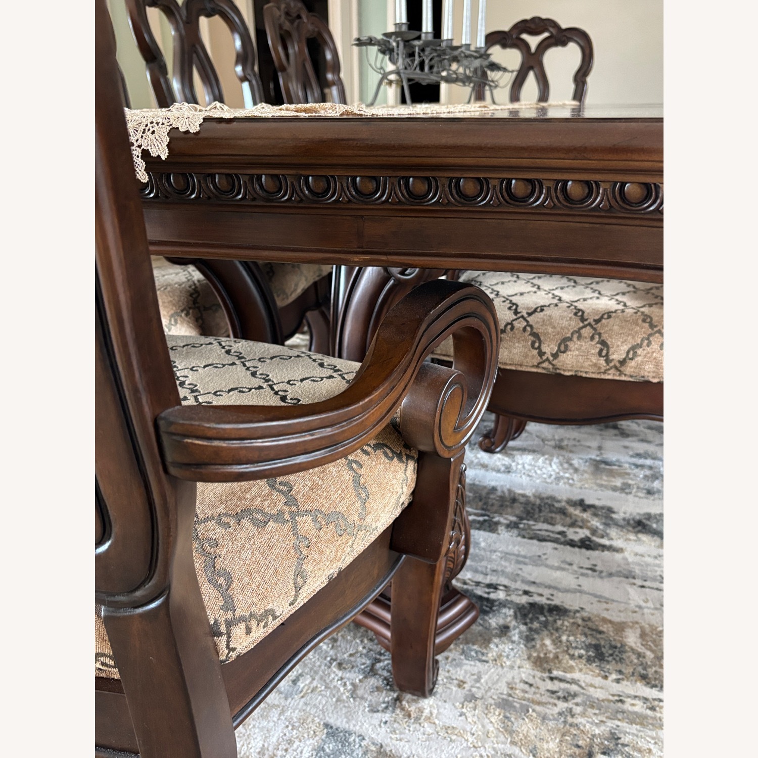 Dark Brown Wood Dining Set - image-4