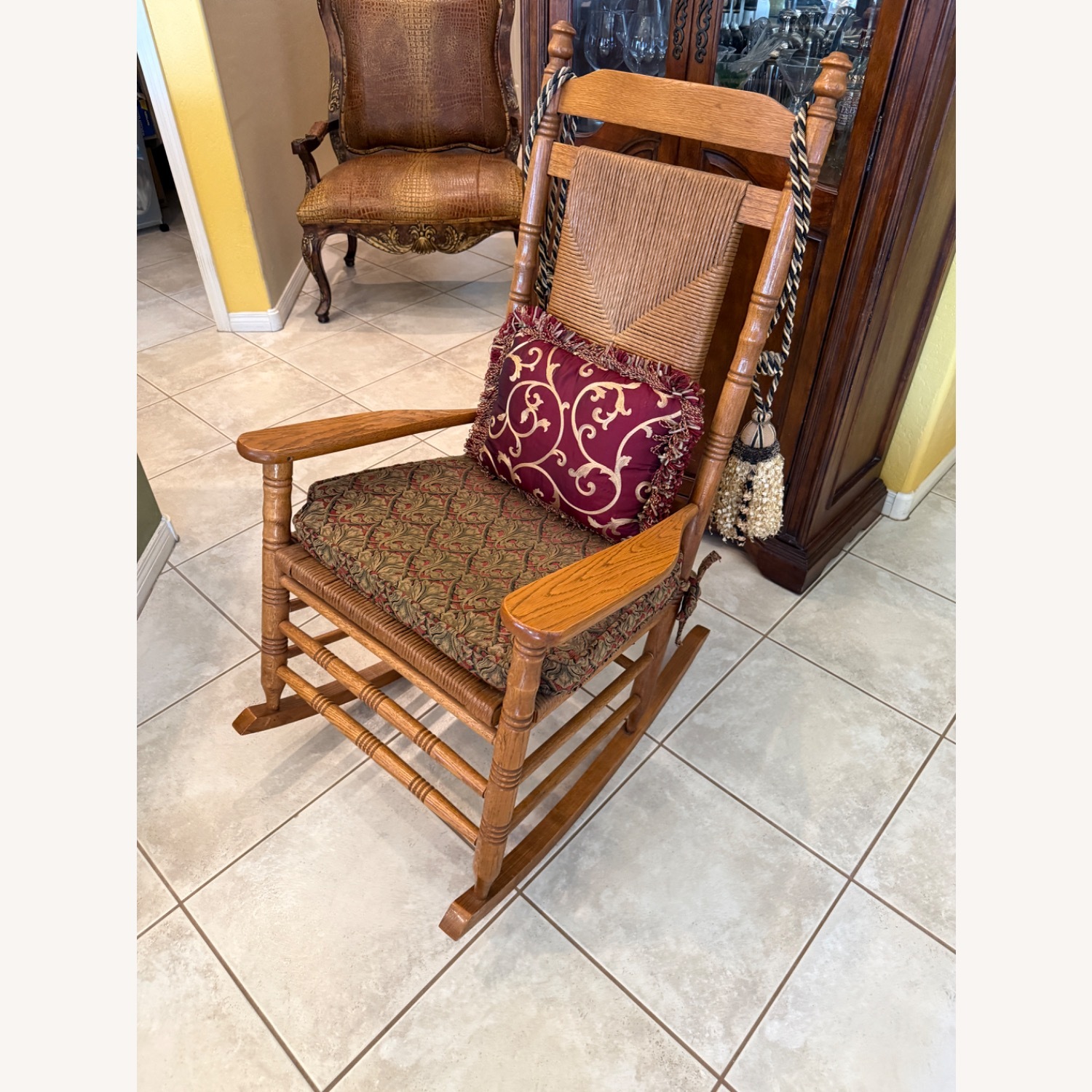 Dark Brown Wood Accent Chair - image-2