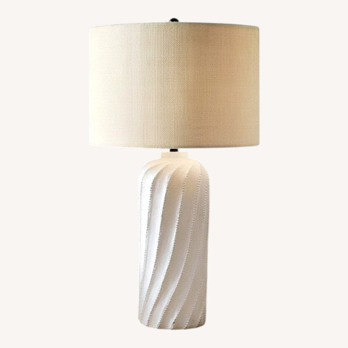 Used Pottery Barn Ollie Ceramic Twist White Table Lamp for sale on AptDeco