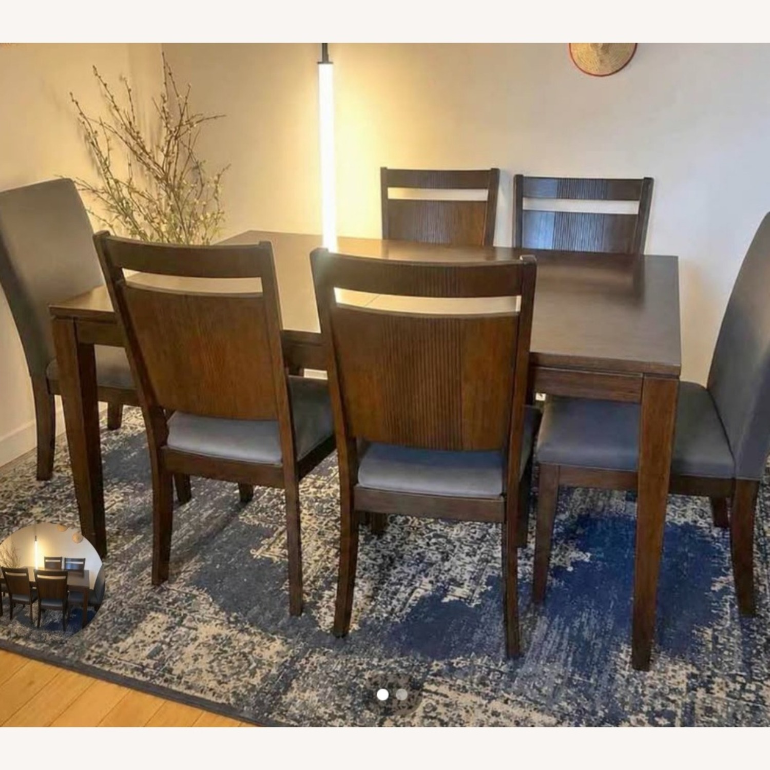 Dark Brown Wood Dining Set - image-2