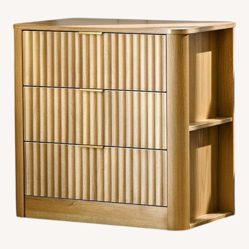 Used Modern Nightstand With 3 Drawers And Side Storage Shelves, Set of 2 for sale on AptDeco