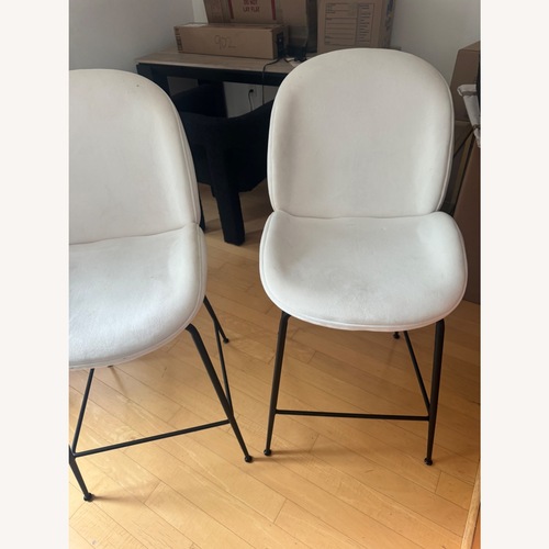 Used West Elm Ivory Velvet Counter Stools- set of 3 for sale on AptDeco