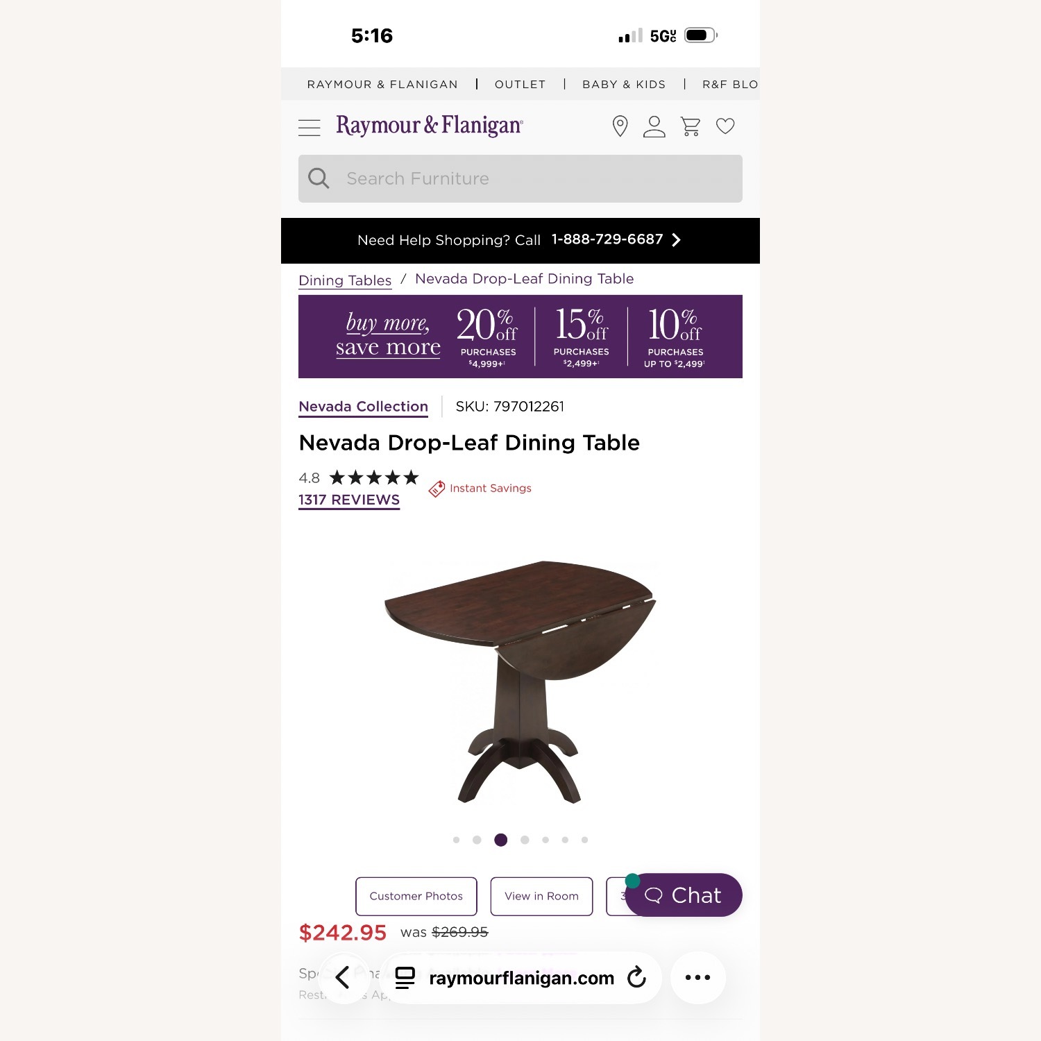 Raymour & Flanigan Drop Leaf Table with Two Chairs - image-2