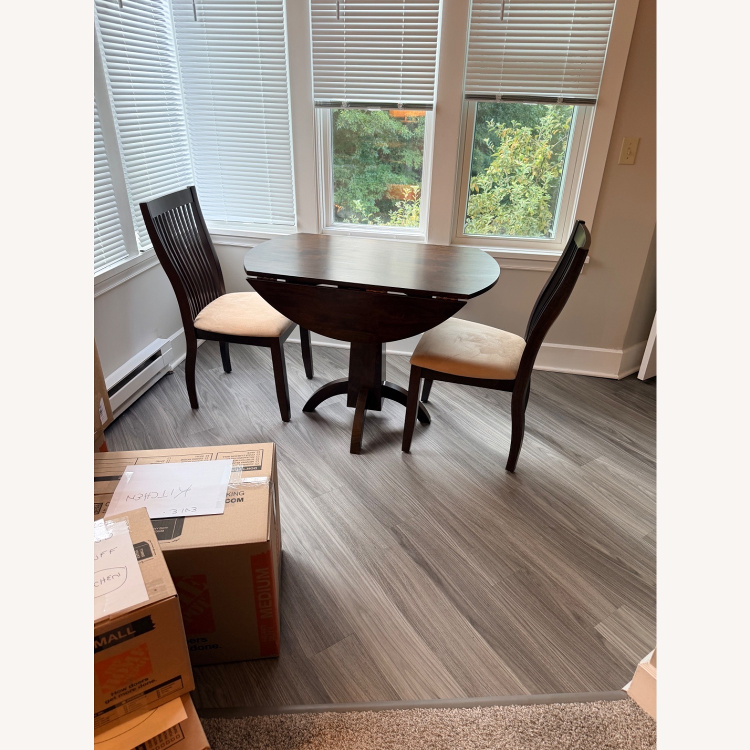Raymour & Flanigan Drop Leaf Table with Two Chairs - image-1