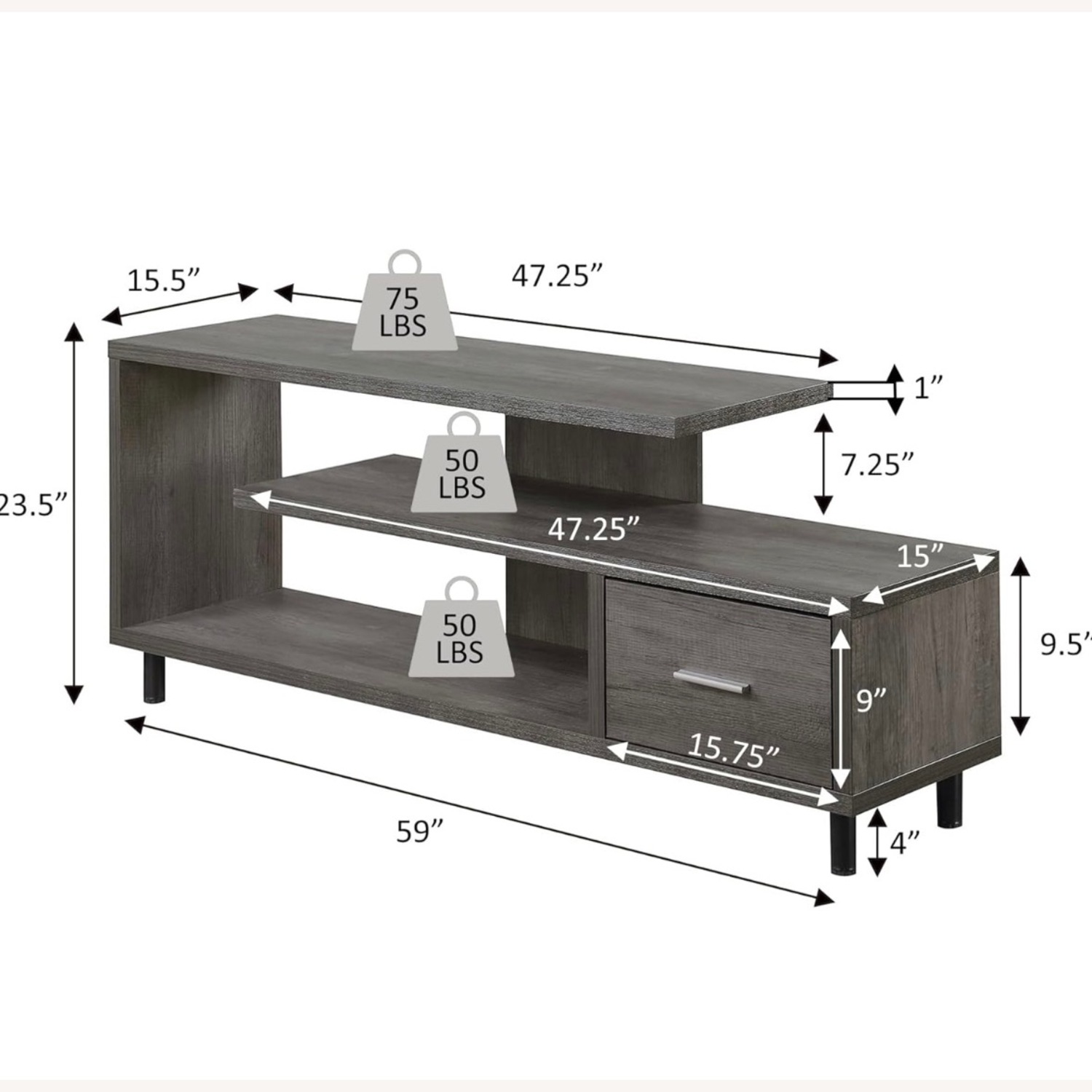 Convenience Concepts Dark Gray Media Storage - image-5