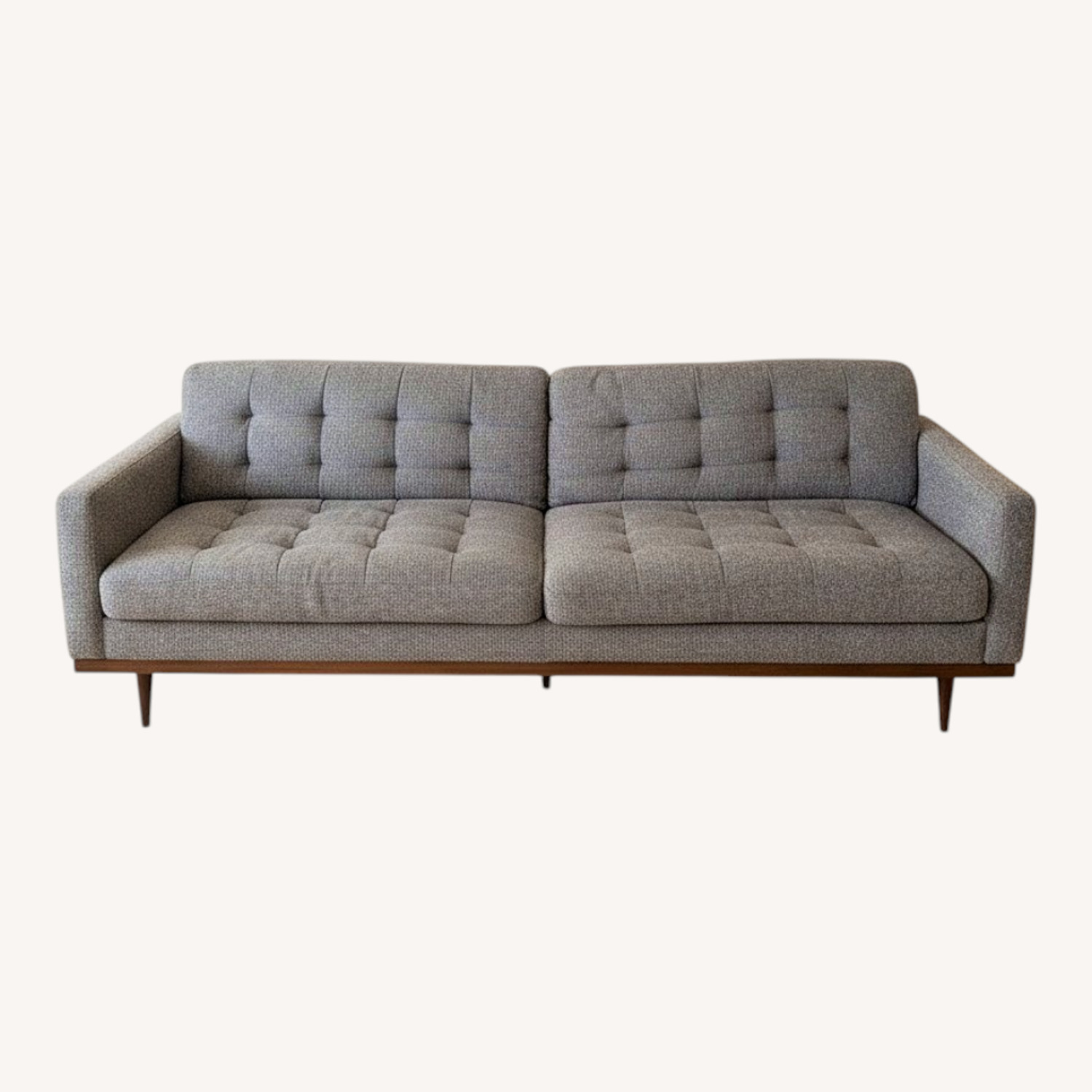 Mid Century Tufted Grey Sofa - image-0