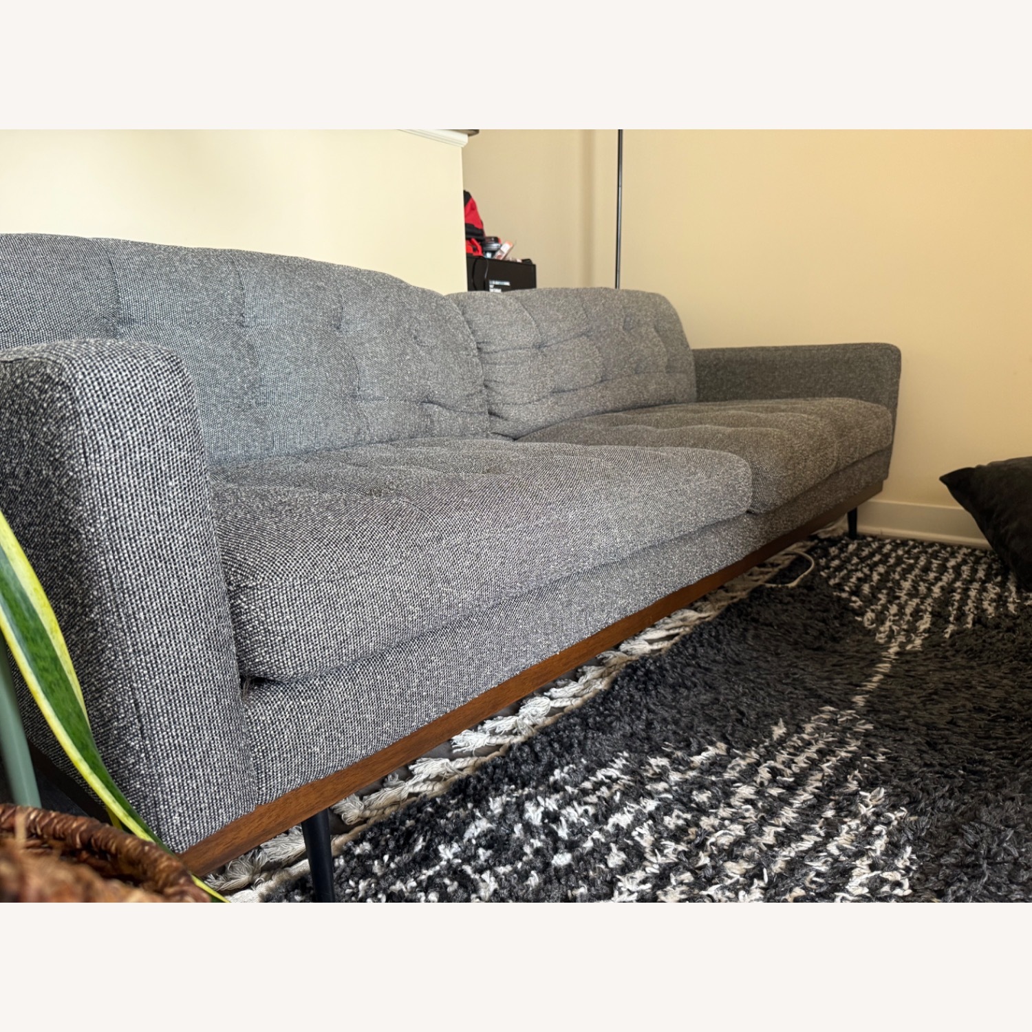 Mid Century Tufted Grey Sofa - image-2
