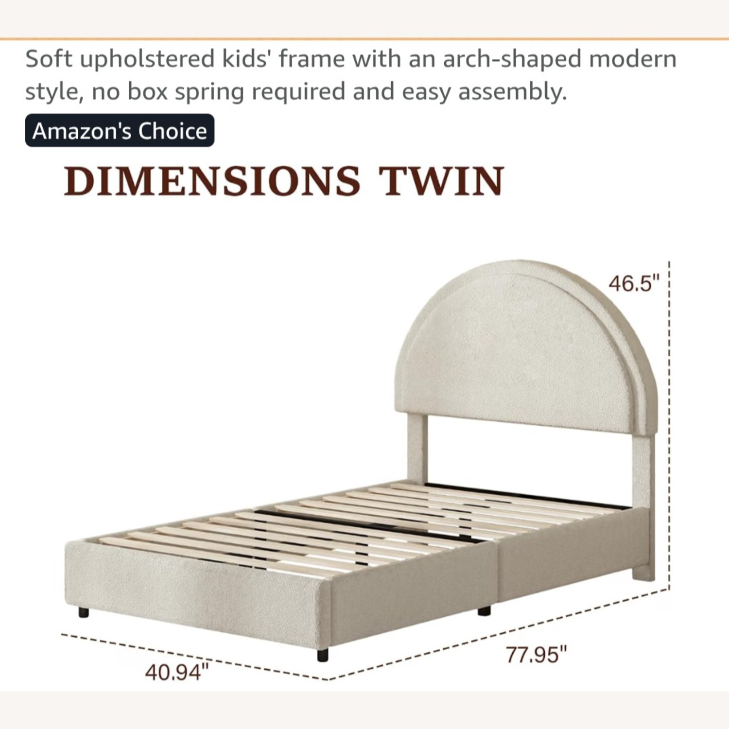 Light Gray Boucle Twin Bed - image-7