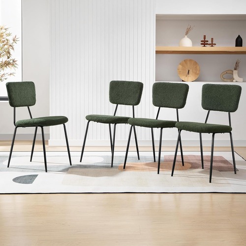Used Amazon Dining Room Chairs Set of 4 Modern Boucle Green for sale on AptDeco