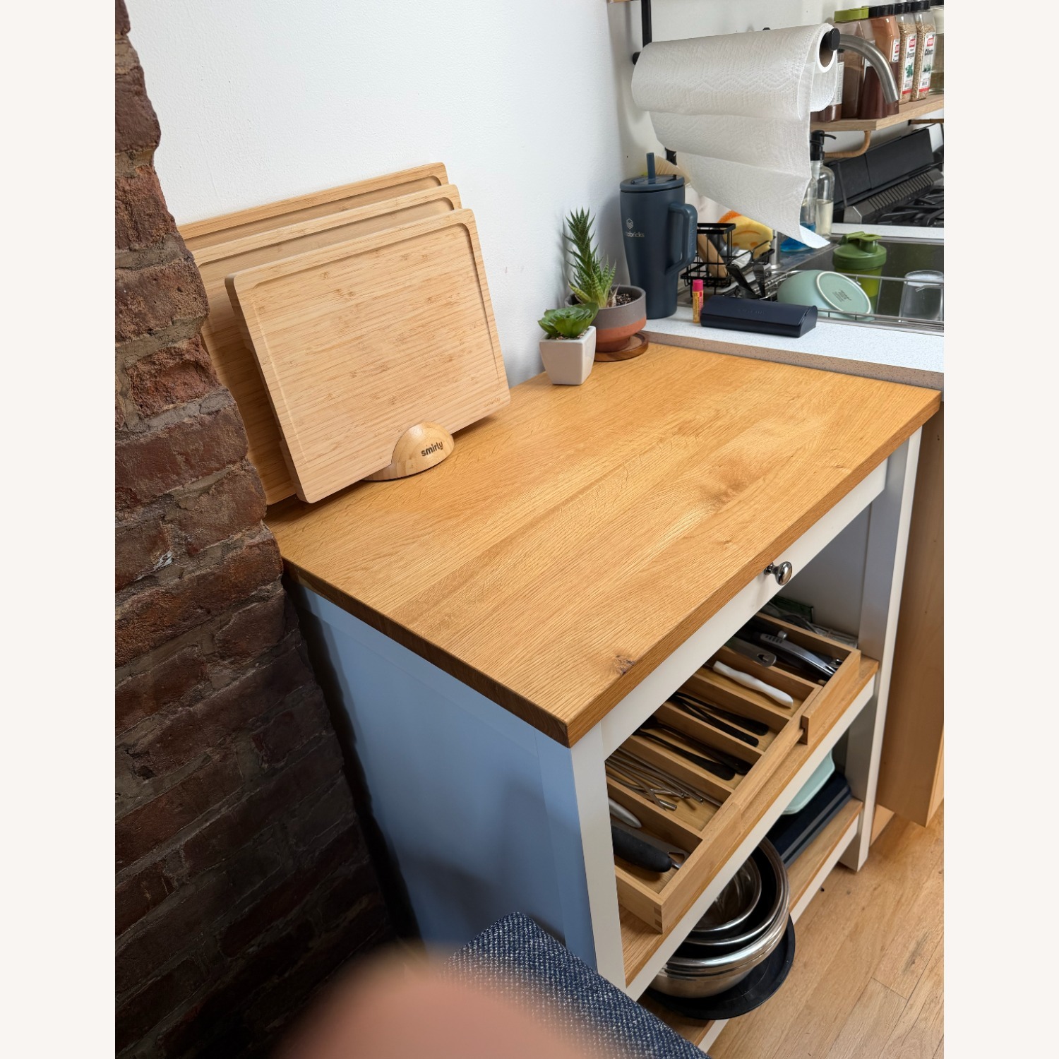 IKEA Light Brown Wood Kitchen Block - image-2