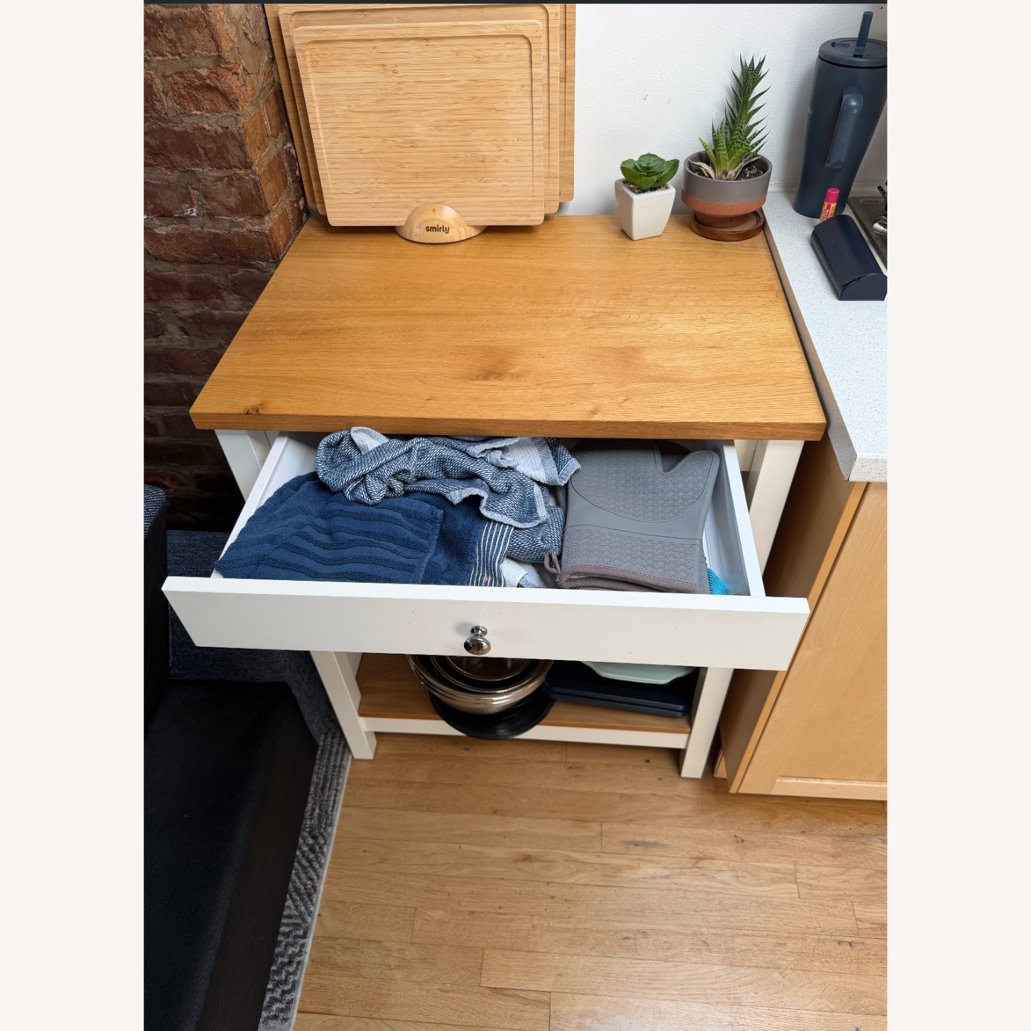 IKEA Light Brown Wood Kitchen Block - image-3