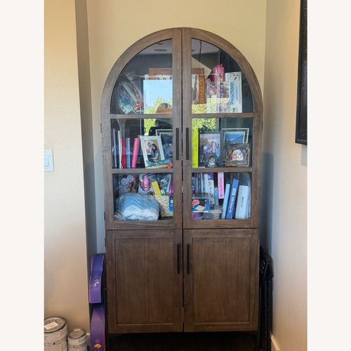 Used Wood and Metal Arch Display/China Cabinet for sale on AptDeco