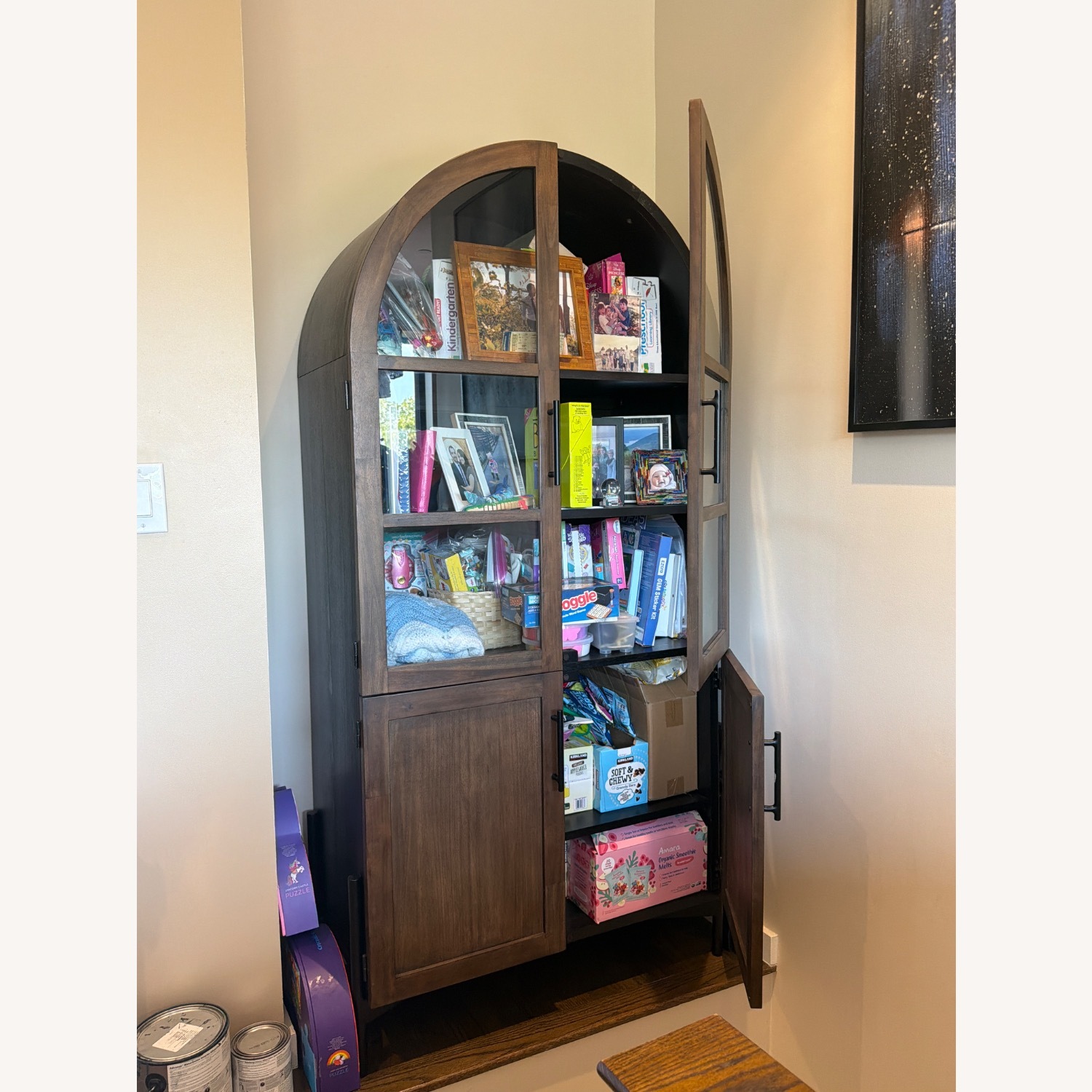 Wood and Metal Arch Display/China Cabinet - image-3