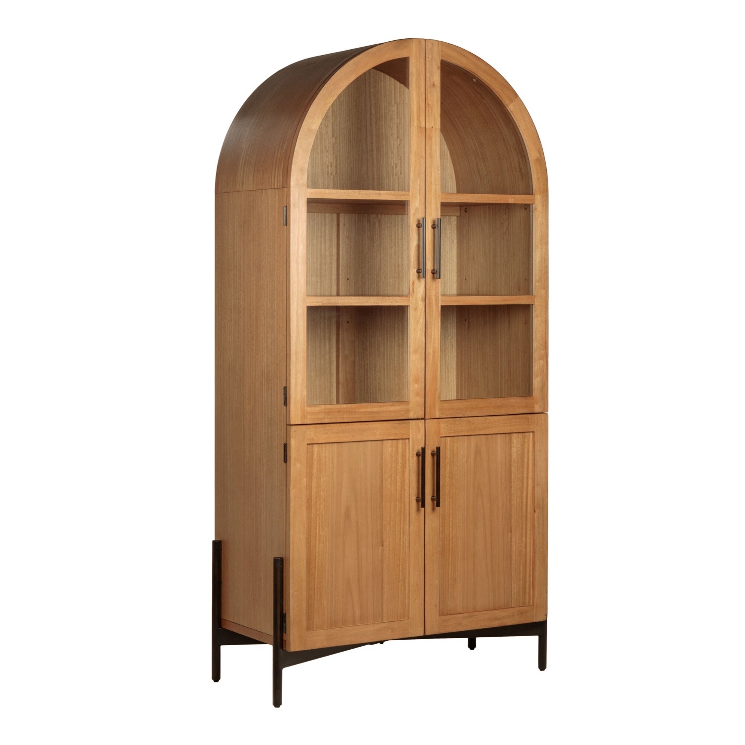 Wood and Metal Arch Display/China Cabinet - image-4