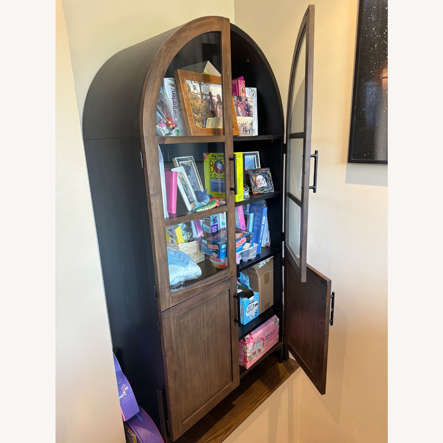 Wood and Metal Arch Display/China Cabinet - image-2