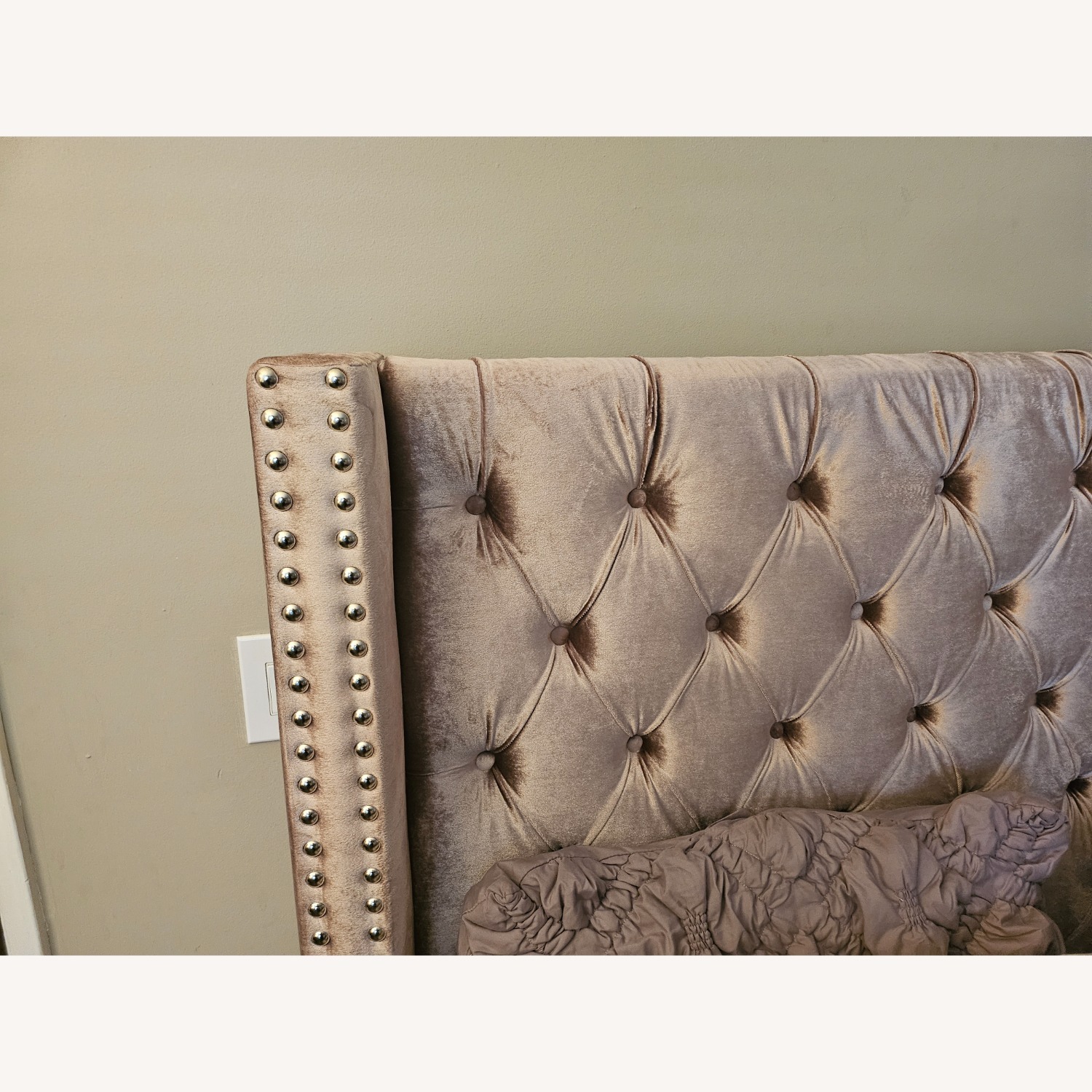 Queen Pink Velvet Headboard - image-1