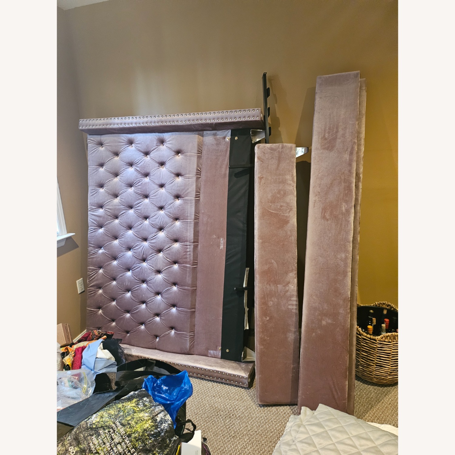 Queen Pink Velvet Headboard - image-2