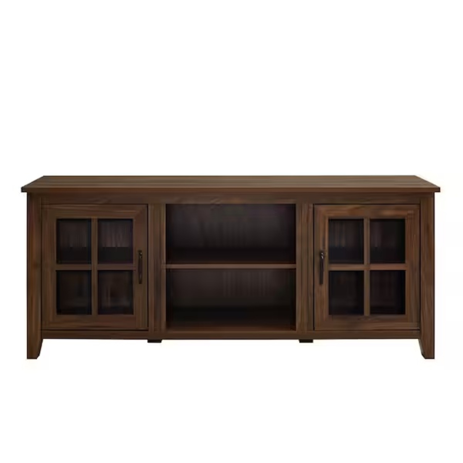 Farmhouse Dark Walnut Wood and Glass TV Stand - image-6