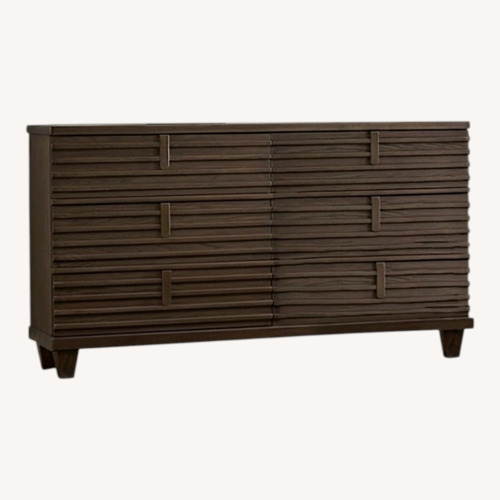Used Raymour & Flanigan Dark Brown Wood Dresser for sale on AptDeco