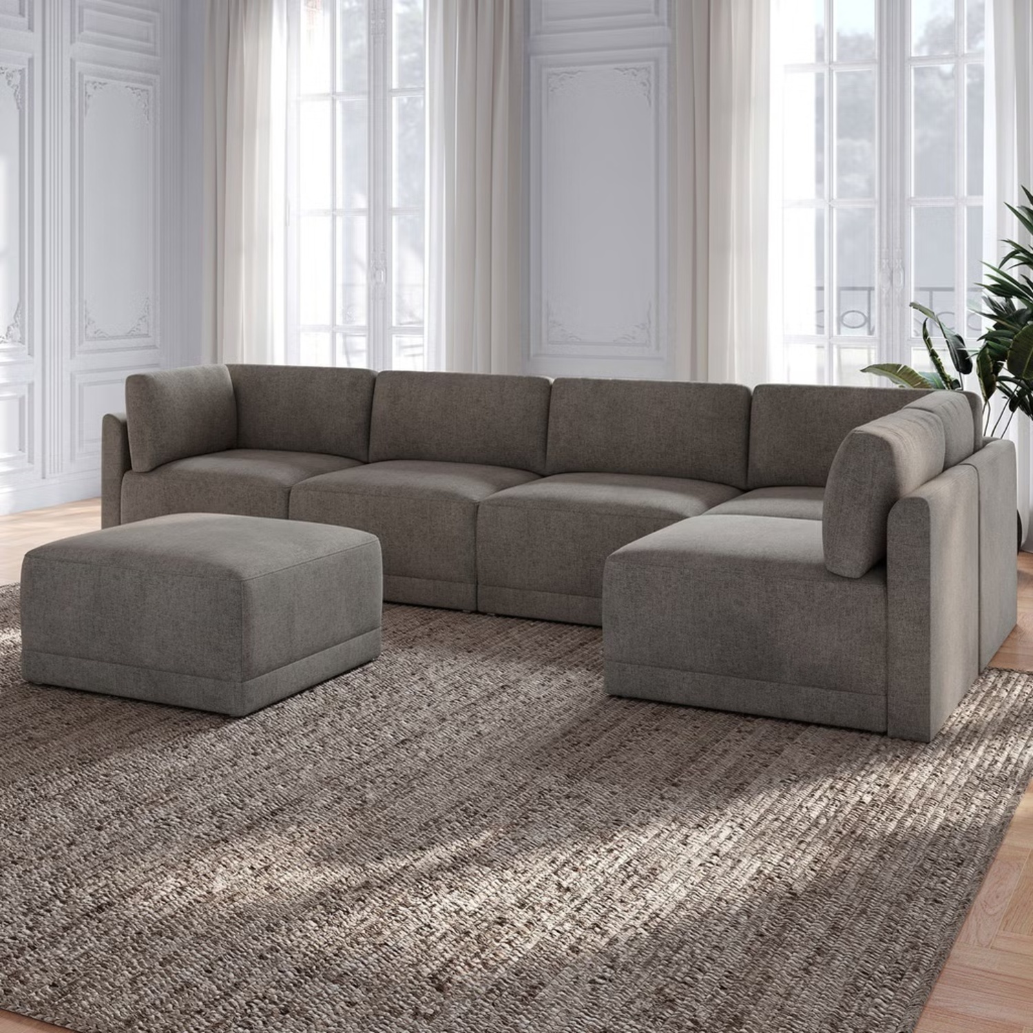 Sectional 6-piece Gray with Ottoman - image-8