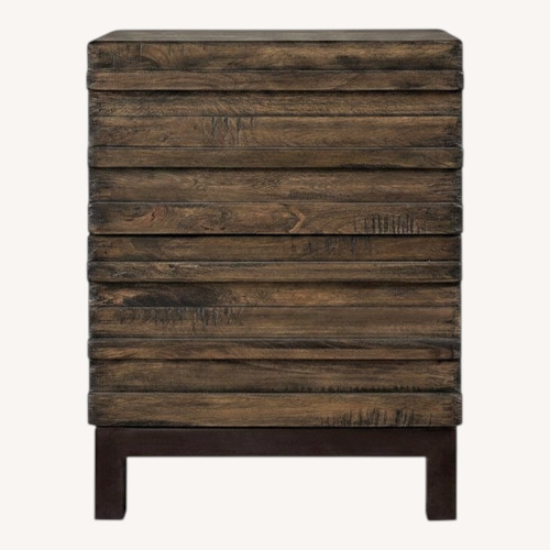 Used Raymour & Flanigan Dark Brown Wood Nightstand for sale on AptDeco