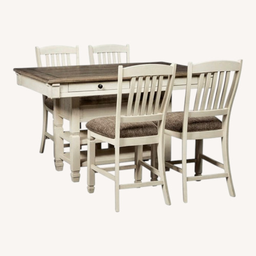 Used Aspen High Top Dining Set with 4 Chairs and Wine Rack for sale on AptDeco