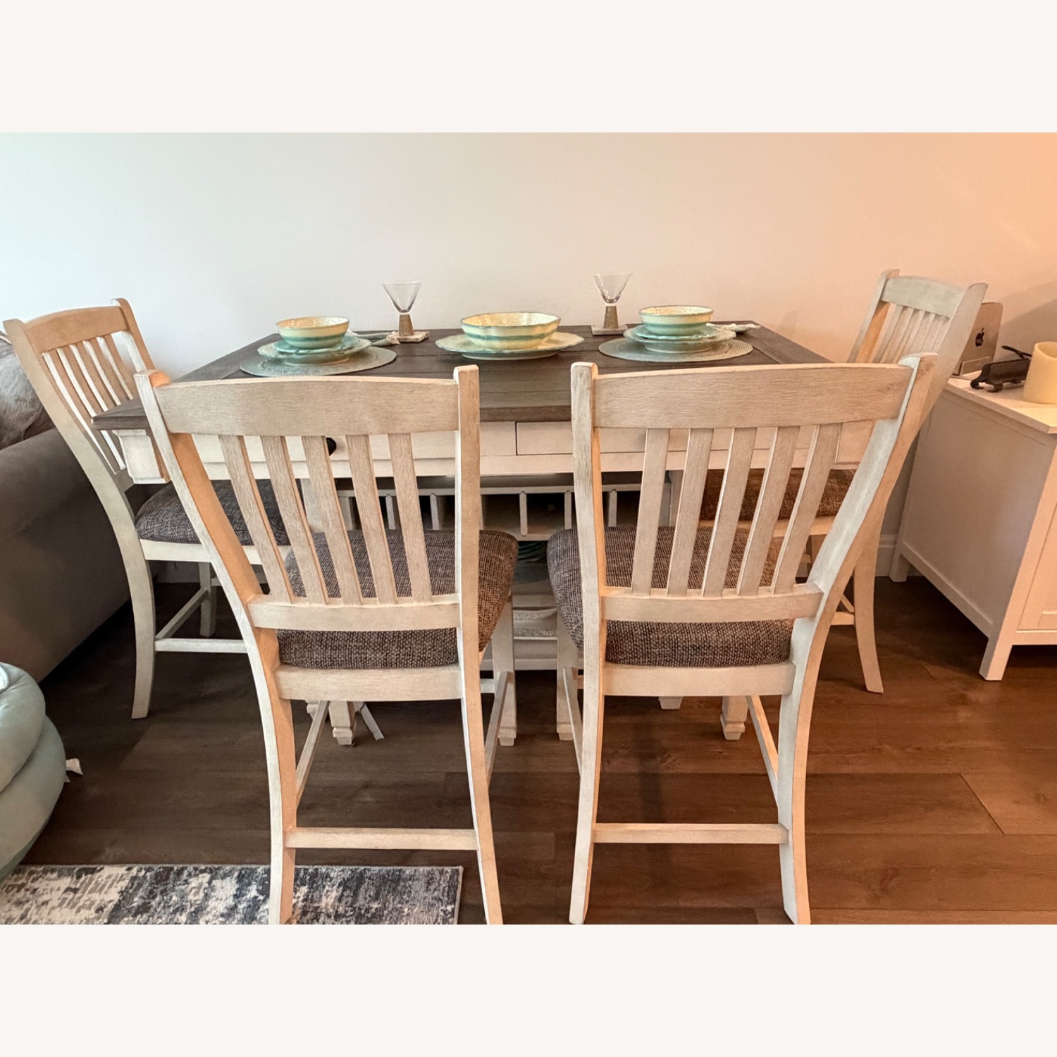 Aspen High Top Dining Set with 4 Chairs and Wine Rack - image-2