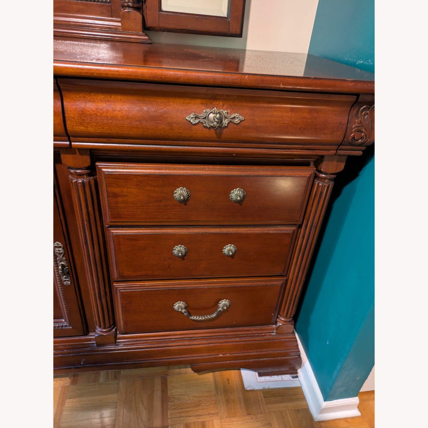 Levitz Dark Wood Dresser w Mirror - image-4