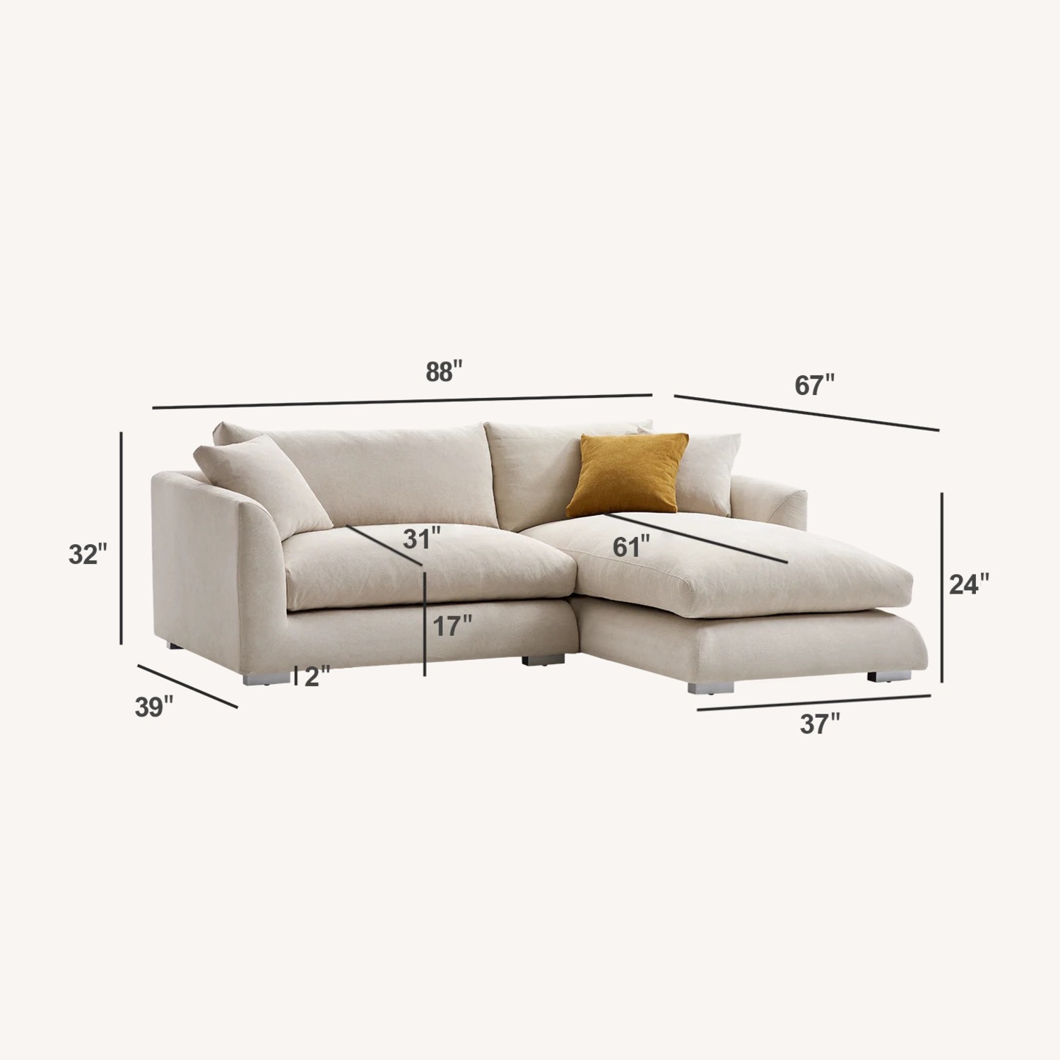 Feathers Sectional Sofa - Washable & Ultra-soft - image-6
