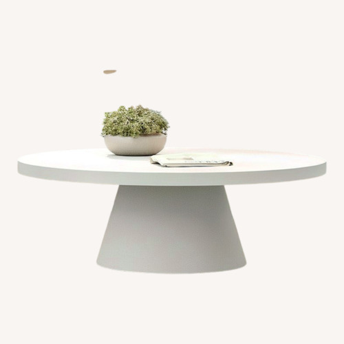 Used West Elm Concrete Pedestal Round Coffee Table for sale on AptDeco