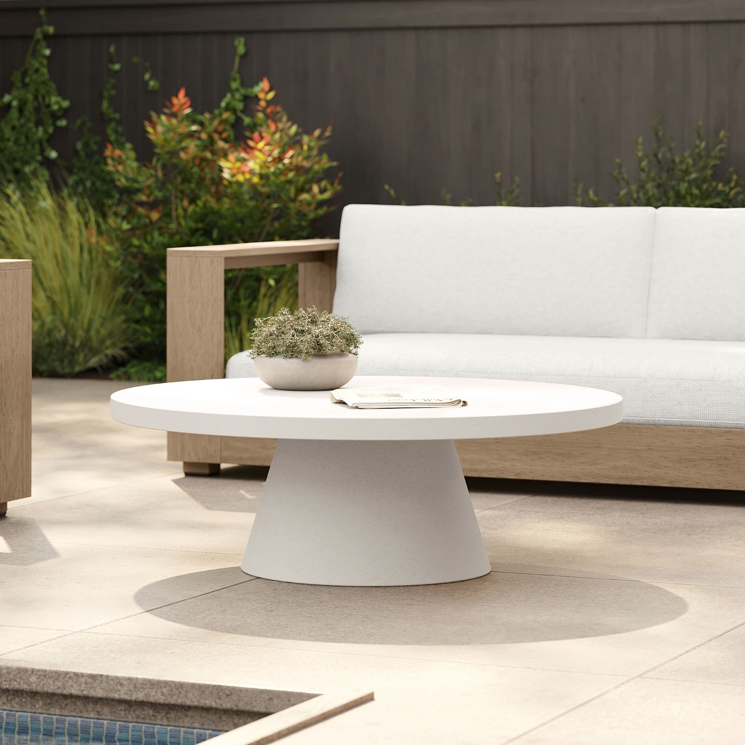 West Elm Concrete Pedestal Round Coffee Table - image-4