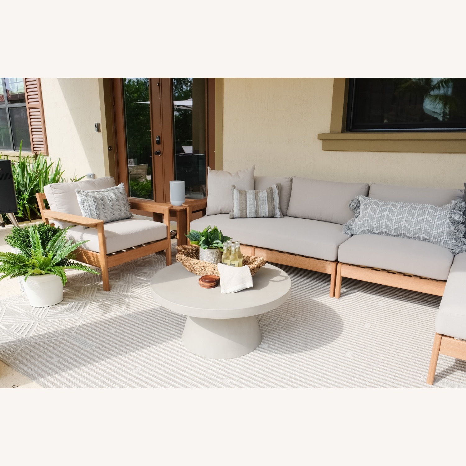 West Elm Concrete Pedestal Round Coffee Table - image-1