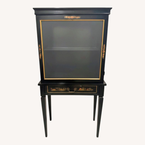 Used Black Antique Hand Painted Curio Cabinet for sale on AptDeco