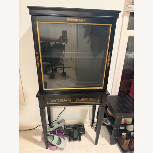 Used Black Antique Hand Painted Curio Cabinet for sale on AptDeco