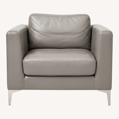 Used Design Within Reach Albert Light Gray Leather Armchair for sale on AptDeco