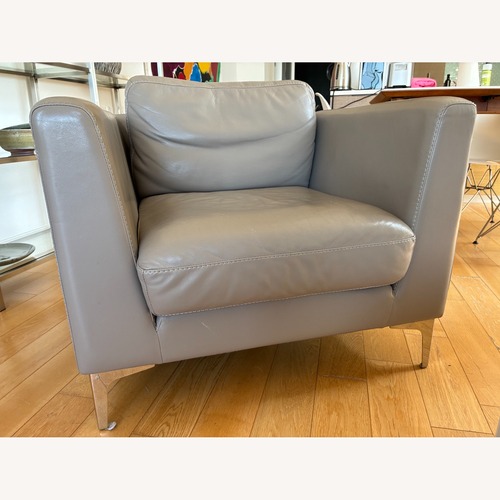 Used Design Within Reach Albert Light Gray Leather Armchair for sale on AptDeco