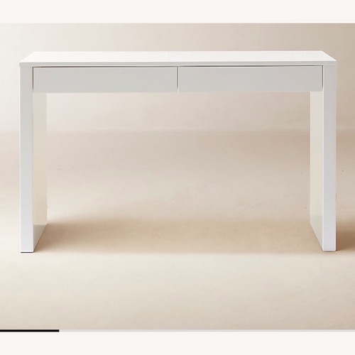 Used CB2 White Runway Lacquer Desk for sale on AptDeco