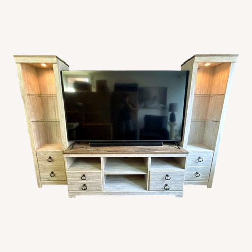 Used 3-Piece Rustic Wood Entertainment Center for sale on AptDeco
